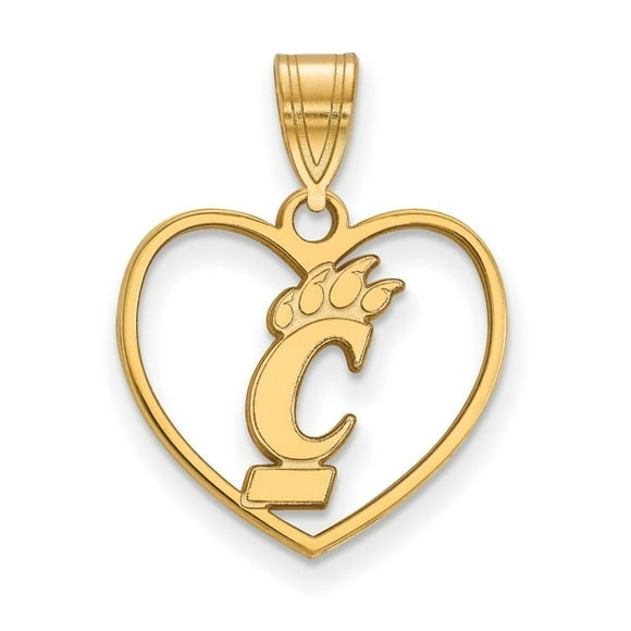 25mm x 12mm 925 Sterling Silver Yellow Gold-Plated Official University of Cincinnati Large Crest 25mm x 12mm 925 Sterling Silver Yellow Gold-Plated Official University of Cincinnati Large Crest